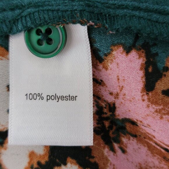 Maurices Womens Tunic 1X Pull Over Long Sleeve V neck Green & Orange Floral - Picture 9 of 11